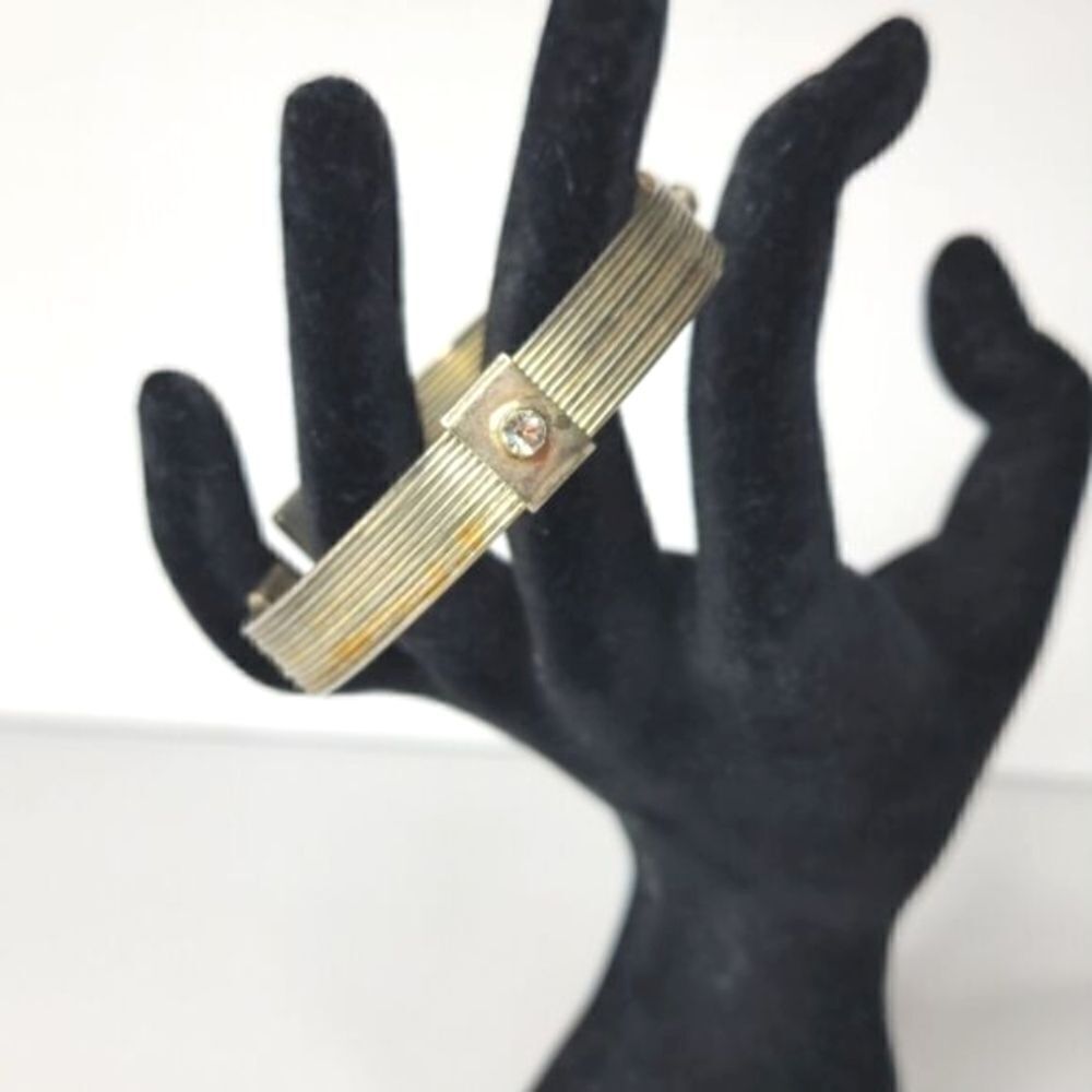Antique Silver gold rhinestone wired cuff bracelet